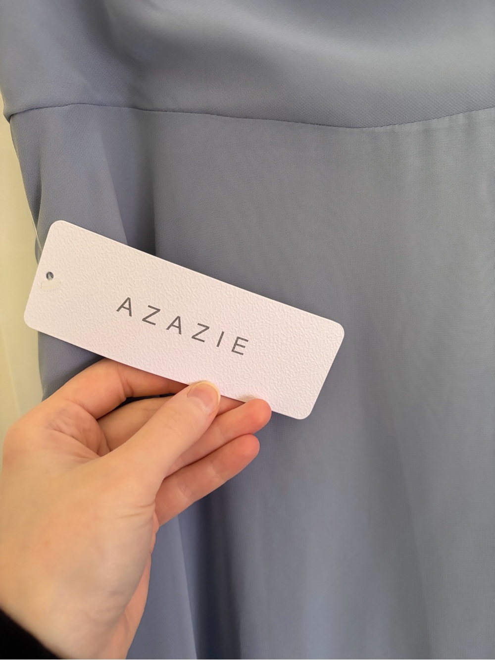 NWT Azazie Shaude A-Line Pleated Chiffon Formal Bridesmaid Dress in Dusty Blue - Picture 7 of 12